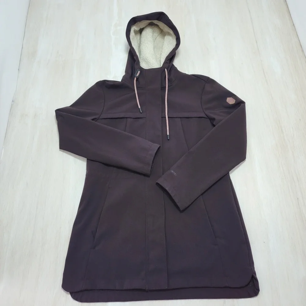 Free Country Softshell Jacket Womens Small dark Plum Hooded Water wind resistand
